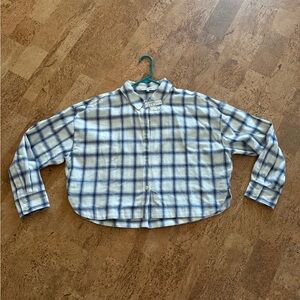 Madewell Checkered Button Down Shirt in Blue and White
